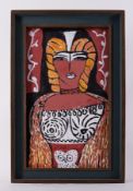 Framed painting, 'Athenae', oil on board, 91 x 60cm.