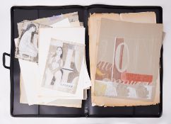 A collection of unframed studio work including figurative sketches, incl 1989 pastels, figure and