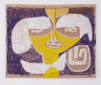 Unframed pastel on paper - untitled 'Fem Goddess Head' 1990s, unframed pastel on paper, 30cm x 38cm