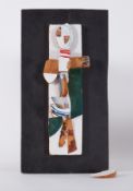 Collage on softboard - 'Untitled Totem/Figure Shapes ' collage on softboard, 45cm x 10cm