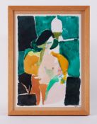 Framed painting titled ' Woman with Black Hair' 1992, w/c on paper, 41cm x 30cm