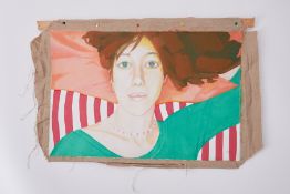 Unframed canvas, 'Portrait on Katrina', c1975, oil/acrylic on canvas, 50 x 76cm.