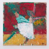 Unframed painting titled ' Ballerina' 1987, oil on cardboard, 29cm x 29cm