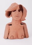 An unglazed clay sculpture, untitled Female Study, height 28cm
