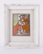 Framed painting, untitled projections on figure, watercolour & felt pen on paper, 29cm x 24cm.