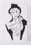 Unframed painting titled ' Black on White [3]' 1997, canvas/board, 89cm x 53cm