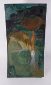 Unframed painting 'Road and Hills, Donegal' oil on board, 122 x 61cm.