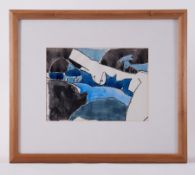 Framed painting titled ' Projections on a Figure VI' 1992, w/c on paper, 41cm x 48cm, also called '