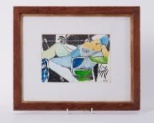 Framed painting titled ' Projections on a Figure (I)' 1991, w/c and felt pen on photocopy on paper ,