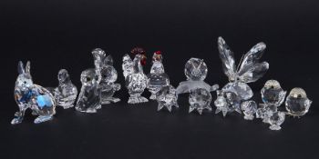 Swarovski Crystal Glass, a collection of twelve crystals including 'Snail On A Vine', 'Hen' etc, all