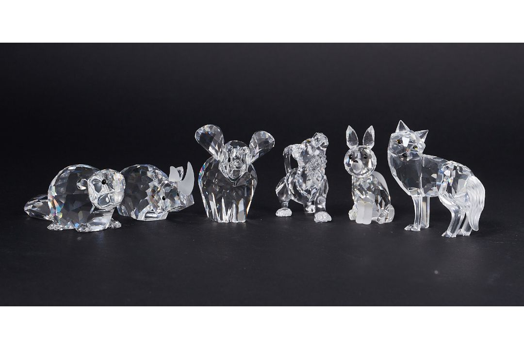 Swarovski Crystal Glass, a small collection including 'Fox', 'Elephant', 'Rhino' etc, all boxed (