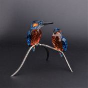 Swarovski Crystal Glass, Paradise Birds 'Kingfishers', boxed.