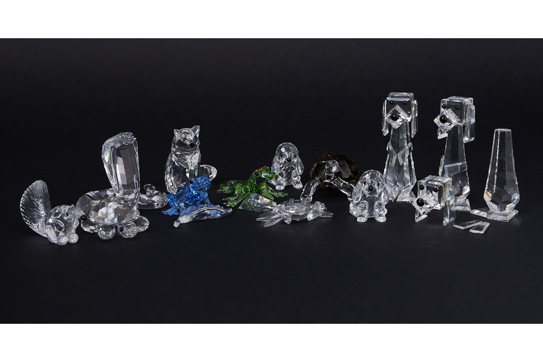 Swarovski Crystal Glass, a collection of thirteen crystals including 'Dart Frog', 'Cobra Snake' etc,