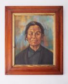 Trina Ansell, Hong Kong boat women, oil, exhibited at Society of Women Artists 1985 at The Mall