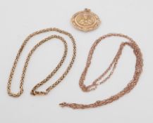 A 9ct yellow gold fancy link box chain, 19