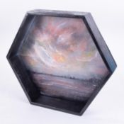Julie Beer, 'Serenity' spray paint oil on board, signed, 44cm x 49cm, in 3D frame. Julie Beer is a