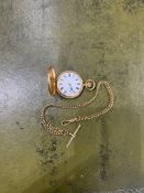 An 18ct yellow gold pocket watch, keyless movement, with sub second dial, together with a yellow