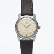 Omega, a stainless steel cased vintage Omega Seamaster on an Omega brown leather strap.