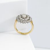 An 18ct yellow & white gold cluster ring set with round brilliant cut diamonds, total diamond weight
