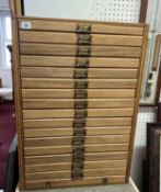 3 Units, comprising 1) 17 Drawer Collectors Chest in wood W 53cm H74cm D30cm (drawers 46W 2.5H 28D),