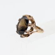 A 9ct yellow gold Smokey Quartz ring, weight 7g.