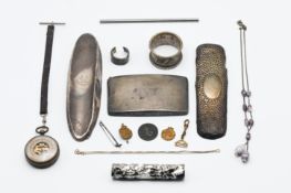 An interesting mixed lot to include a piece of meteorite stamped 169A ZR, a vintage Barometer