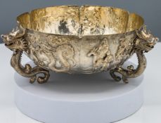 A Chinese export lobed silver bowl, circa 1900, of hexafoil form