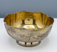 A Chinese export scallop edged silver bowl, 19th century