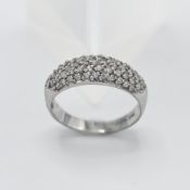 An 18ct white gold domed pave acute set diamond ring, size P, total weight approx. 4.80g.