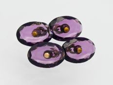 Pair of Jenny Knott amethyst cufflinks, cased.