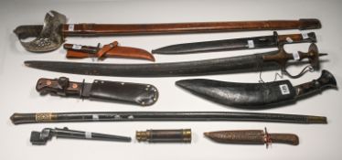 A George V sword with pierced hand guard and Royal cipher engraved blade and leather scabbard