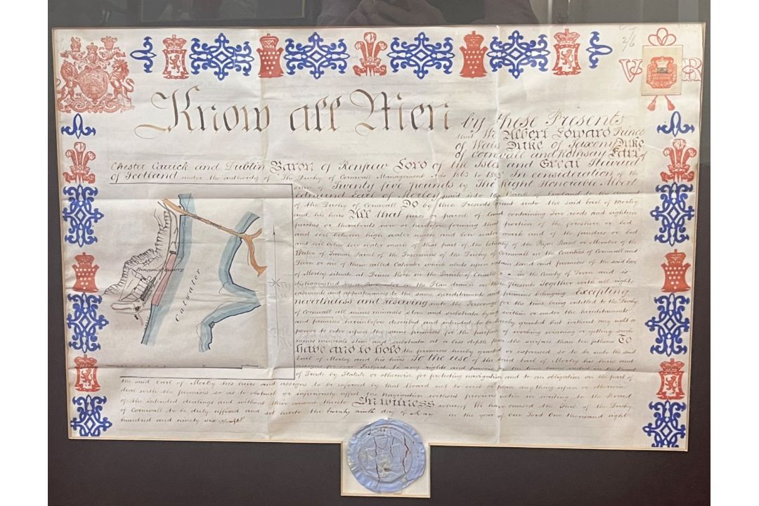 A Cattewater conveyance with original blue wax seal, detailing the sale of land circa 1893 for the