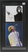 A signed Liam Gallagher presentation piece, with certificate of authenticity, framed, overall size