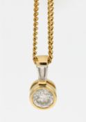 An 18ct yellow gold single stone diamond pendant, approx. 0.20ct.