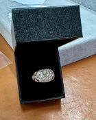 An 18ct yellow gold diamond and ruby 'Art Deco' style ring, size Q.