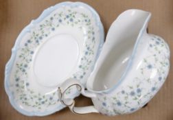 Royal Albert Caroline Patterned Gravy Boat & Dish, seconds