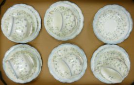 Royal Albert Caroline Patterned Trios x 5 together with saucer side plate, seconds