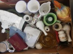 A mixed collection of ceramic items to include a Pair of small James Kent vases, Royal Doulton