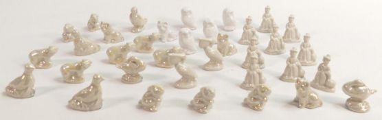 Wade collection of Pearl & Dip white Whimsies. 2 items with handwritten issue 1 1/8/01 to base.