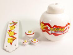 Wade Nintendo Pokemon lamp base, door plate & handles, height of lamp base 17.5cm. These items