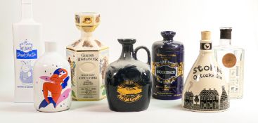 Wade modern Whisky & spirit decanters including - Oatcake Gin, Nelsons Gin, Gordons Highlander