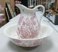 Crown Devon Fieldings large wash bowl and jug. Diameter of bowl 38.5cm