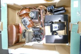 A collection of Film & Digital Camera Equipment o include Zeiss Icon Bellows Camera, Agfa Optima,