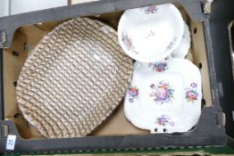 A mixed collection of items to include Slip Ware Effect large platter, floral decorated tea ware etc