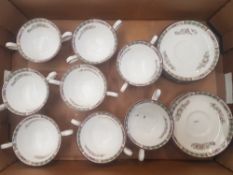 Wedgwood Kutani Crane pattern, 8 Soup Coup and Saucers. (1 Tray)