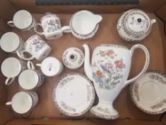 Wedgwood Kutani Crane Coffee Set to include coffee pot, milk, sugar, 8 coffee cans and saucers (1