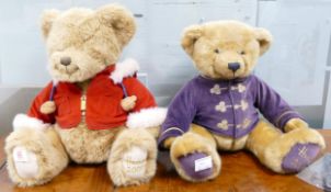 Large Harrods Teddy Bears, years 2007 & 2000, height seated 35cm(2)