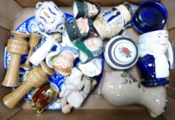 A mixed collection of items to include Royal Doulton Character jugs, Carlton Ware Spiders Web