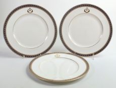 De Lamerie Fine Bone China, heavily gilded Special Commission dinner plates , specially made high