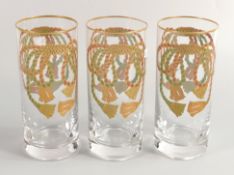De Lamerie Fine Bone China heavily gilded Glass Crystal Rope & Tassels Patterned Tumblers ,